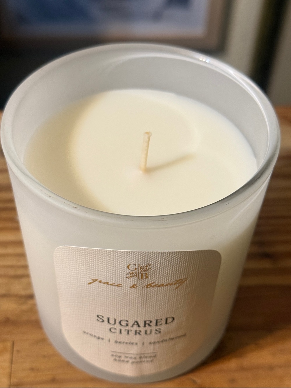 New Grace and beauty lava blue Sugared Citrus SOY Scented Candle - White